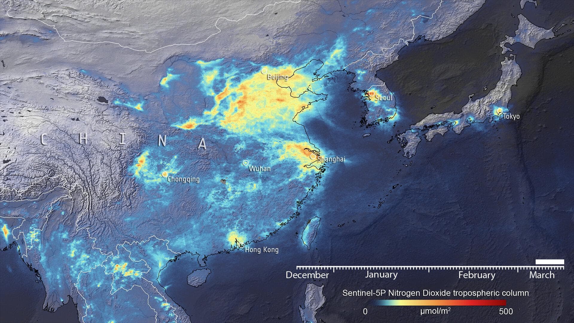 Загрязнение Китая из космоса