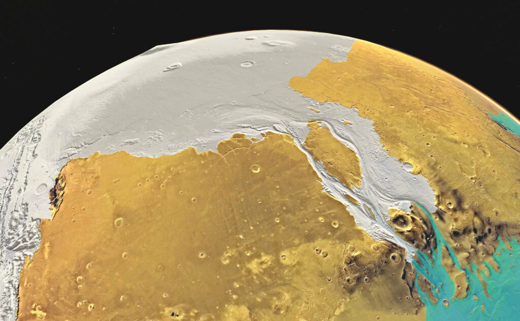 Марс с ледниками и океаном