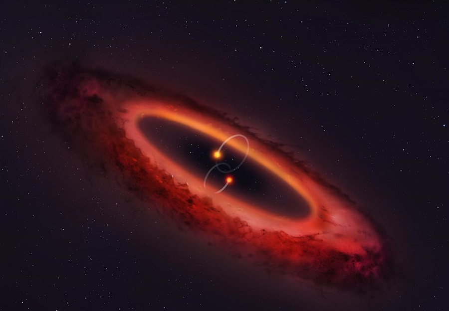 Диск вокруг двойной звездыиз которого рождаются планеты второго поколения