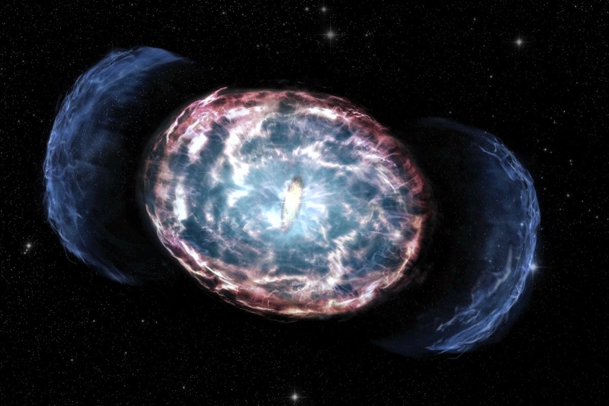 A giant explosion of mysterious nature is recorded in deep space