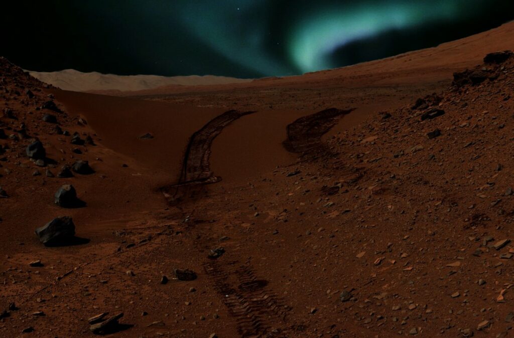 Северное сияние на Марсе