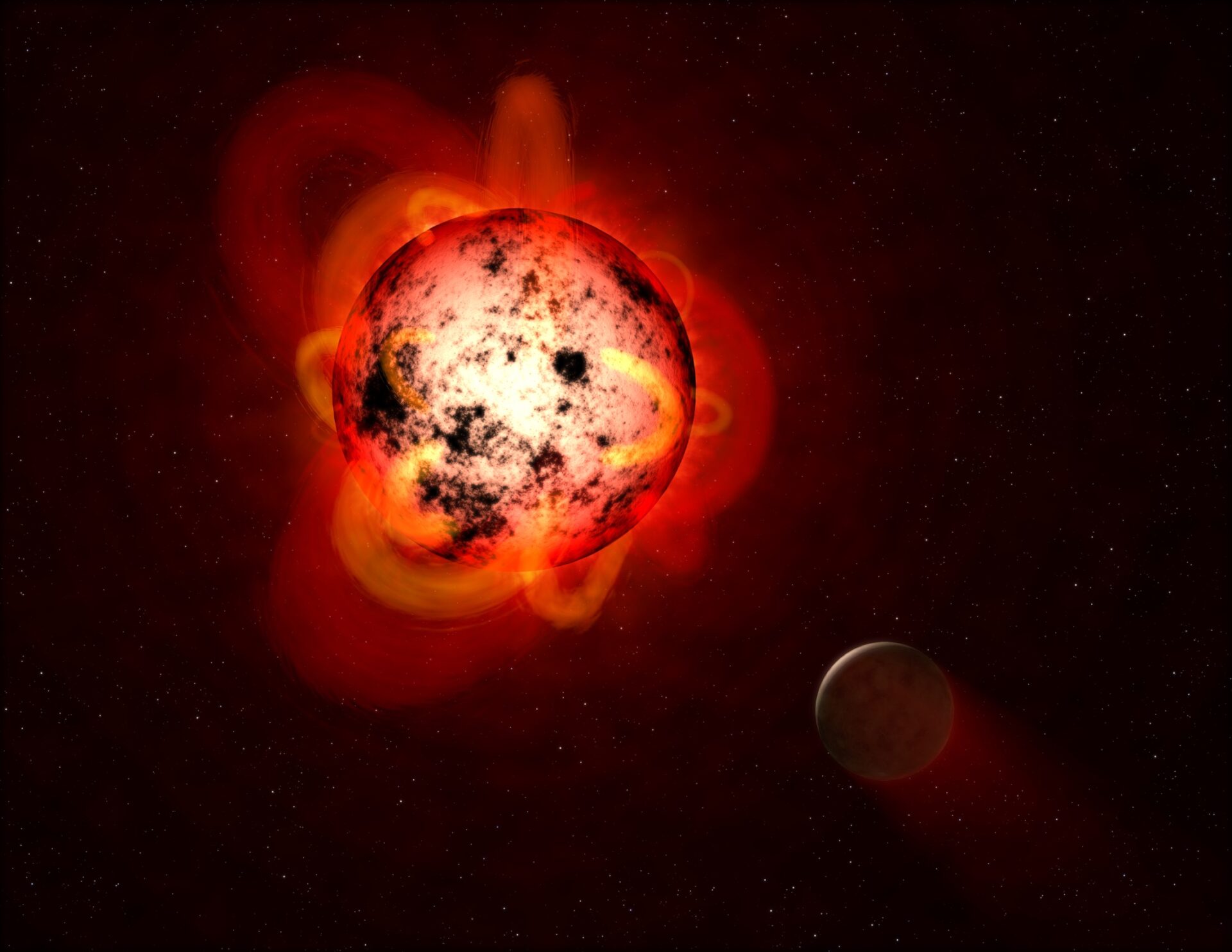 Two exoplanets have been found close to a red dwarf