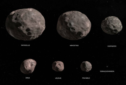 Иллюстрация Шести Различных троянских астероидов