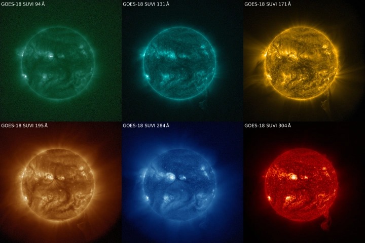 Первые изображения Солнца, сделанные инструментом SUVI GOES-18