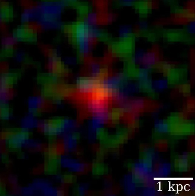 Ця піксельна червона крапка може бути галактикою, яка існувала всього 250 мільйонів років після Великого вибуху