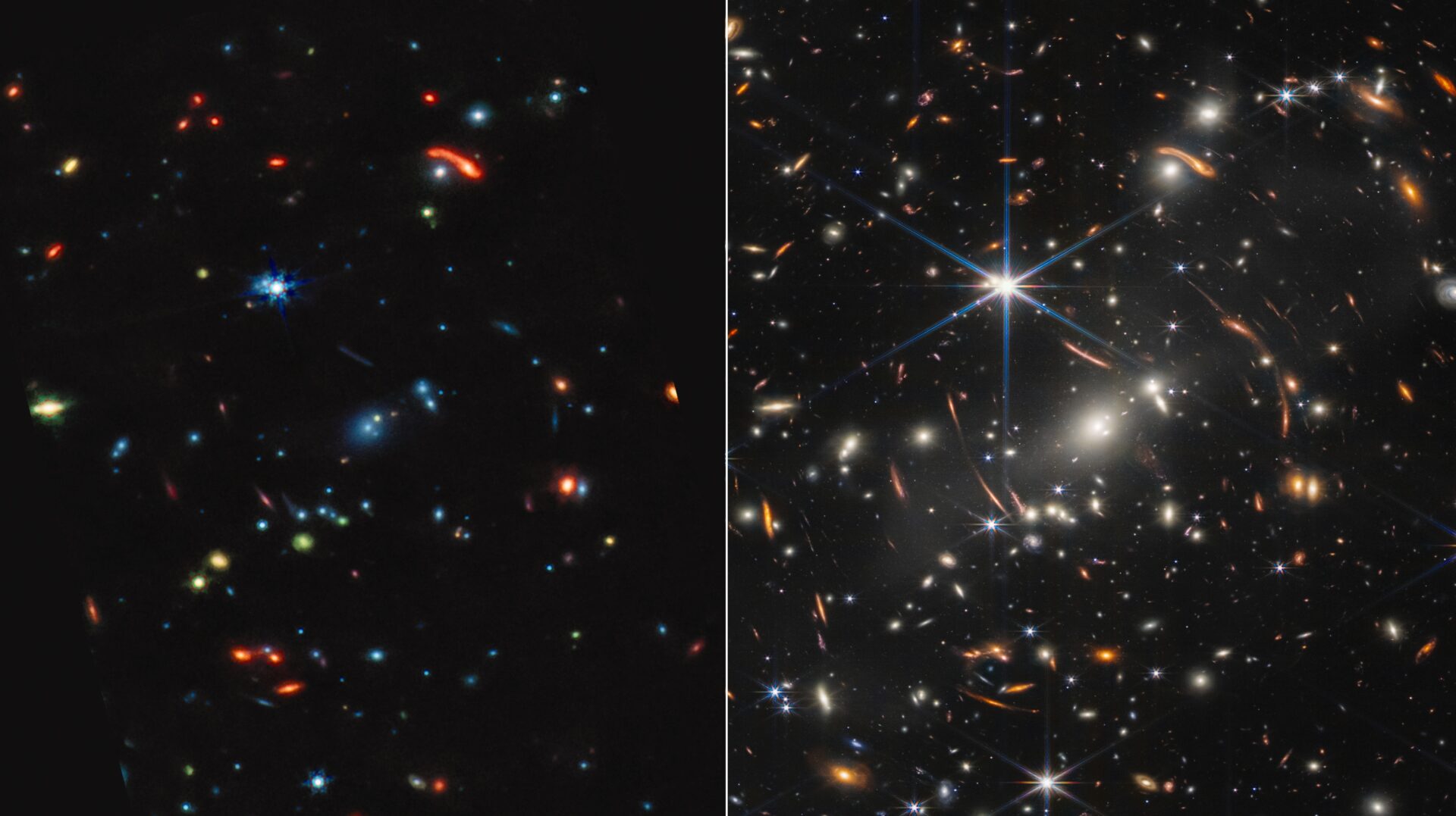 Виды линзированного скопления галактик