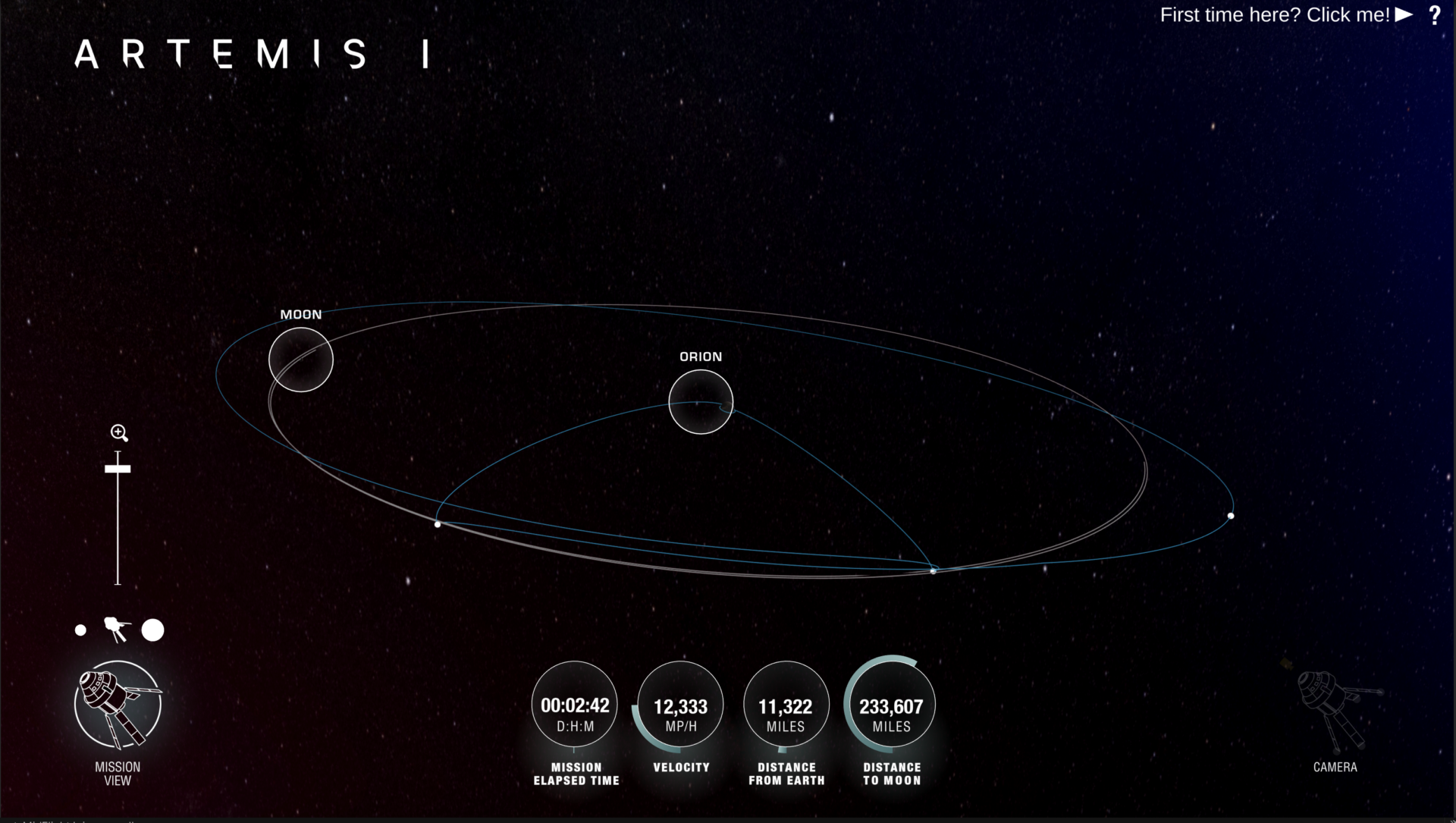 Веб-сайт Artemis Real-time Orbit (AROW) для відстежування місцезнаходження Orion онлайн