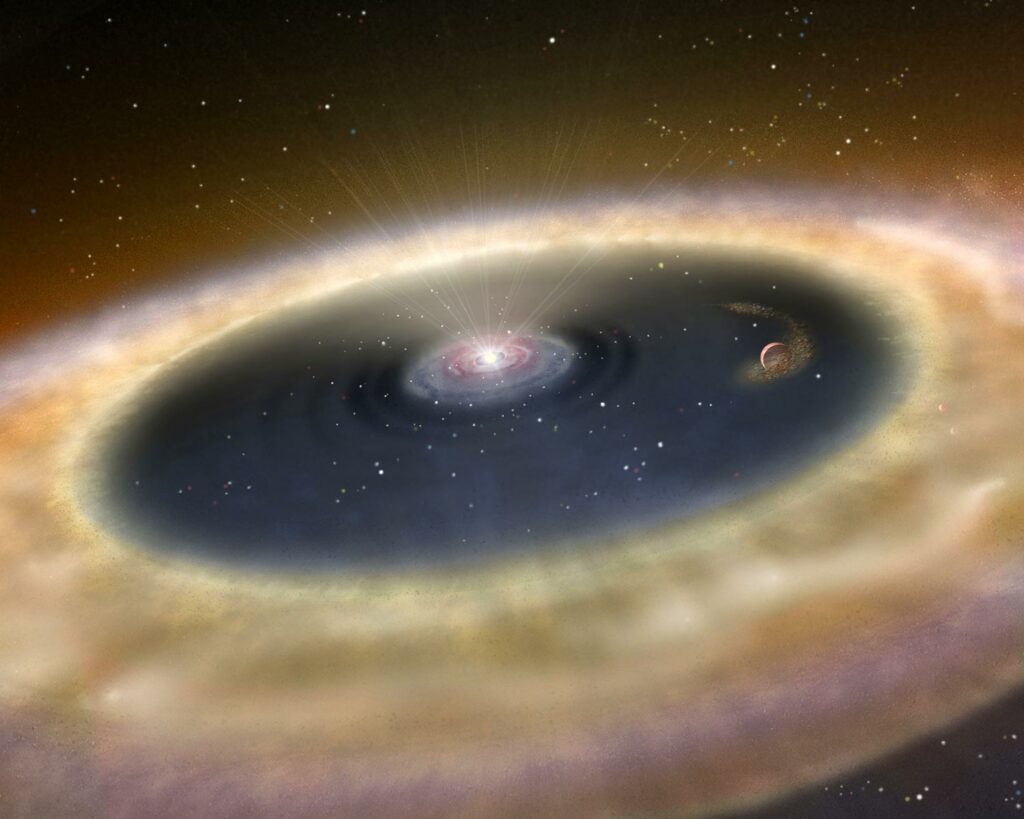 Новорожденная планета в протопланетном диске