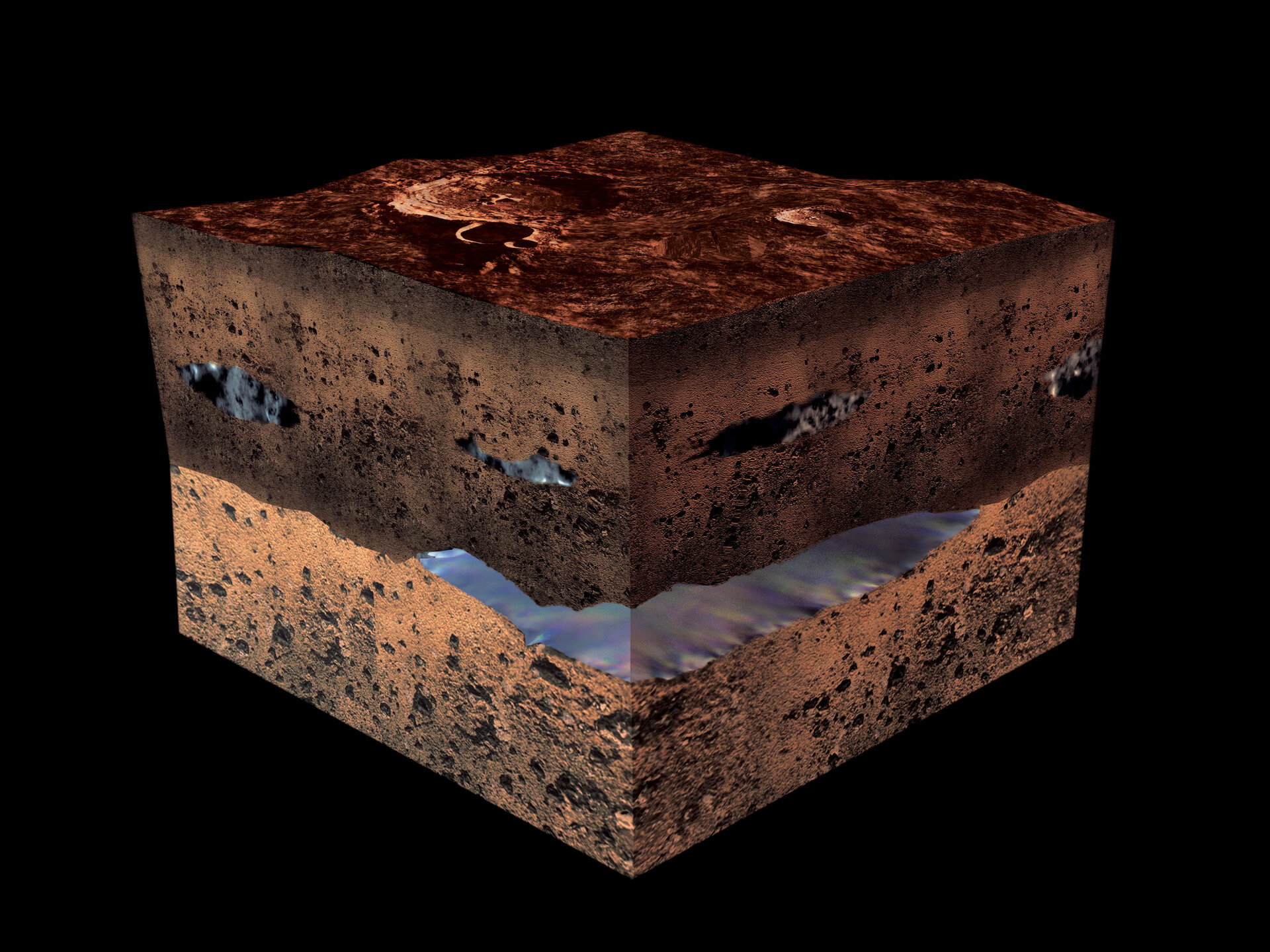 Впечатление художника воды под поверхностью Марса