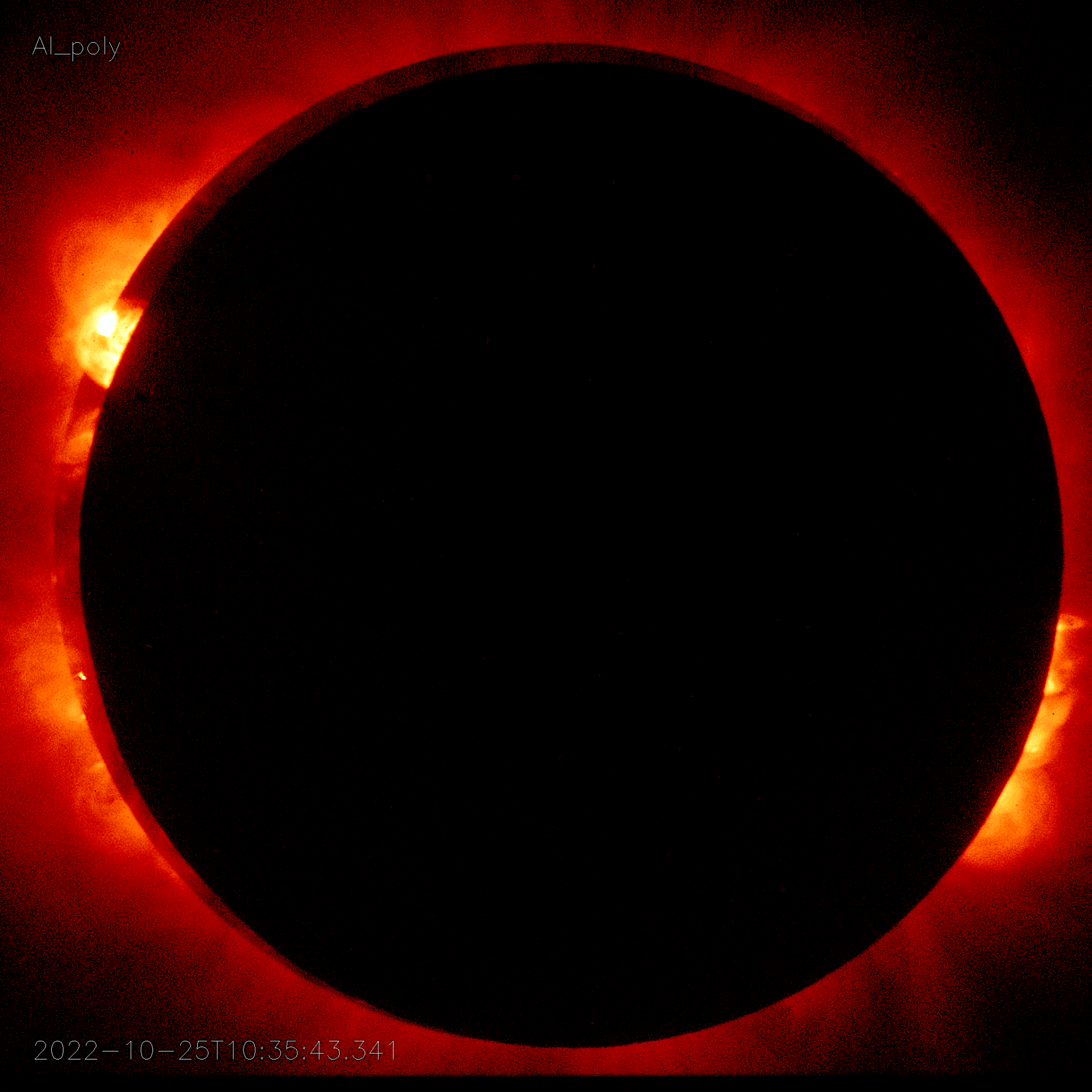 Кольцевое солнечное затмение 25 октября 2022 года с орбиты Земли снято солнечной обсерваторией Hinode