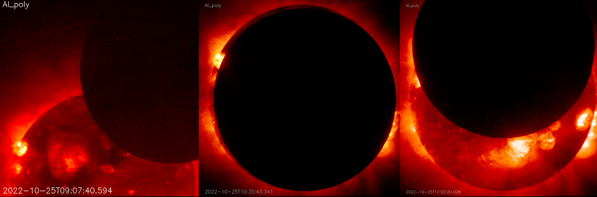 Cонячне затемнення 25 жовтня 2022 року, як його бачив супутник Hinode з орбіти Землі