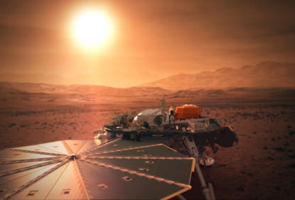 Ілюстрація посадкового апарату InSight на Марсі