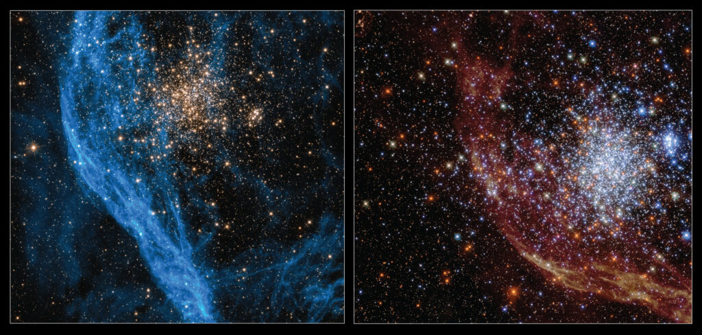 Шаровидное скопление NGC 1850 на разных длинах волн