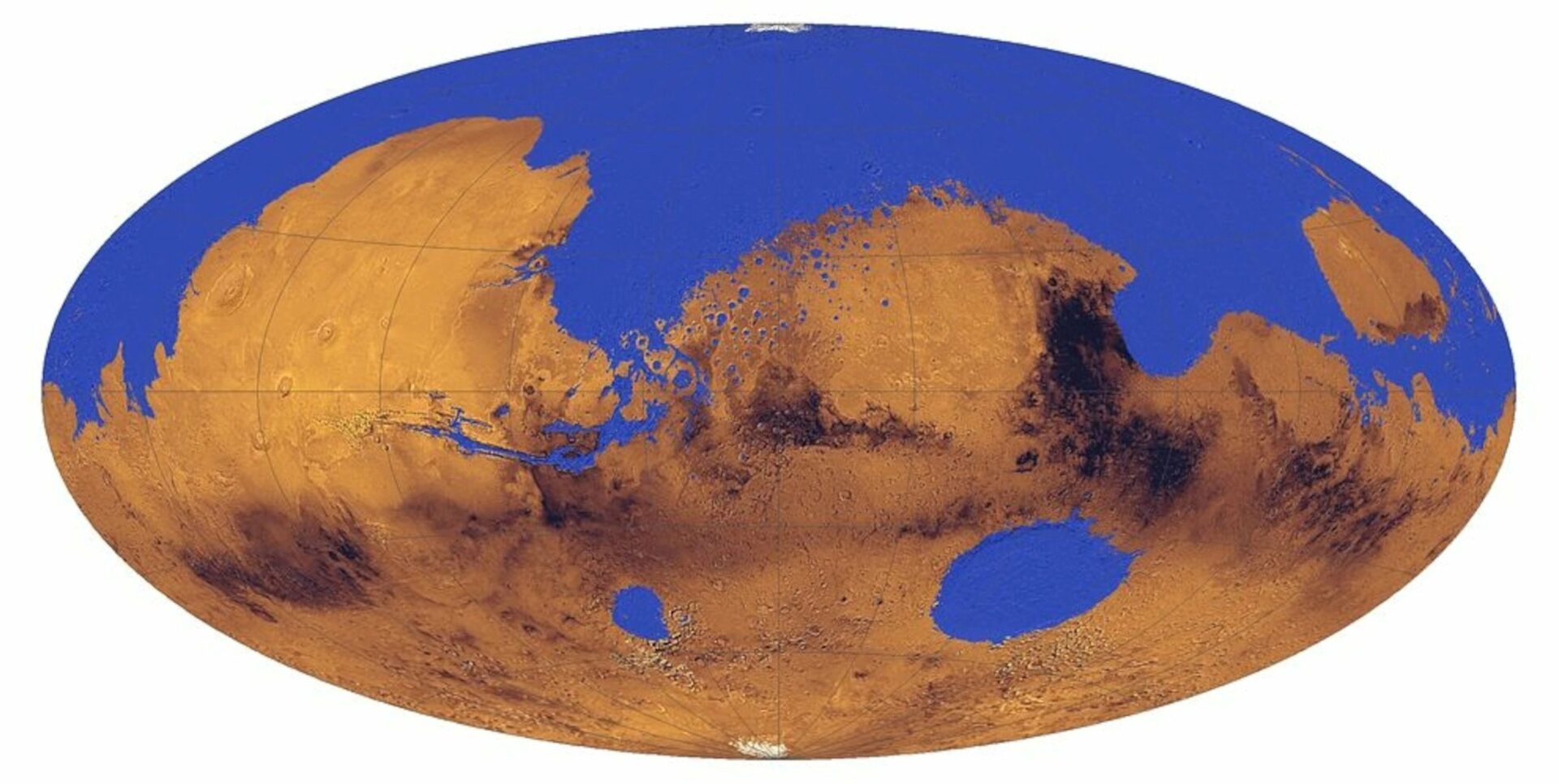 Ancient Mars was covered by an ocean 300 meters deep