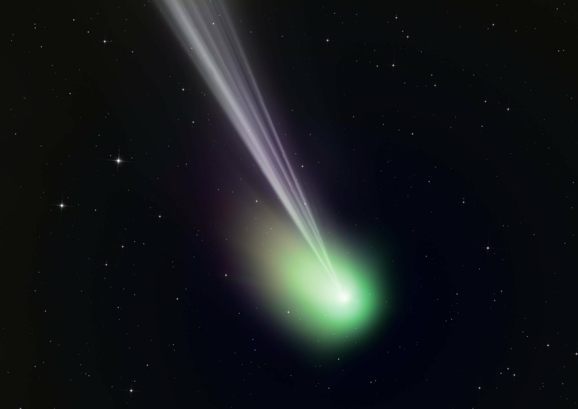 Green comet is caught in the photo