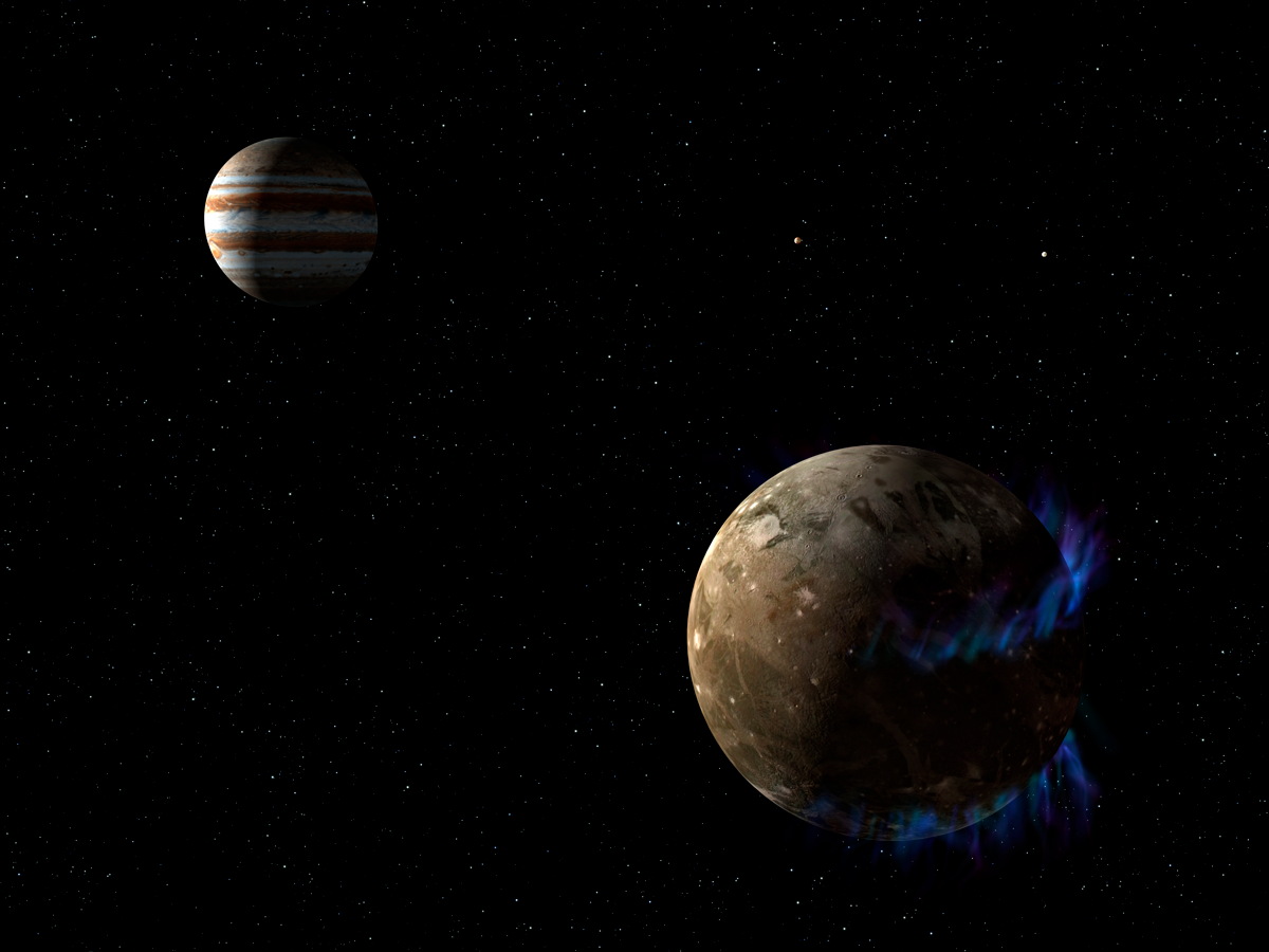 Астрономы обнаружили полярные сияния на галилеевых спутниках Юпитера