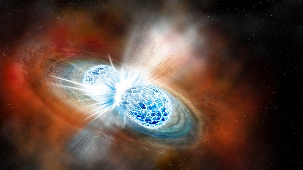 Столкновение нейтронных звезд может распространять радиоактивные элементы в космосе