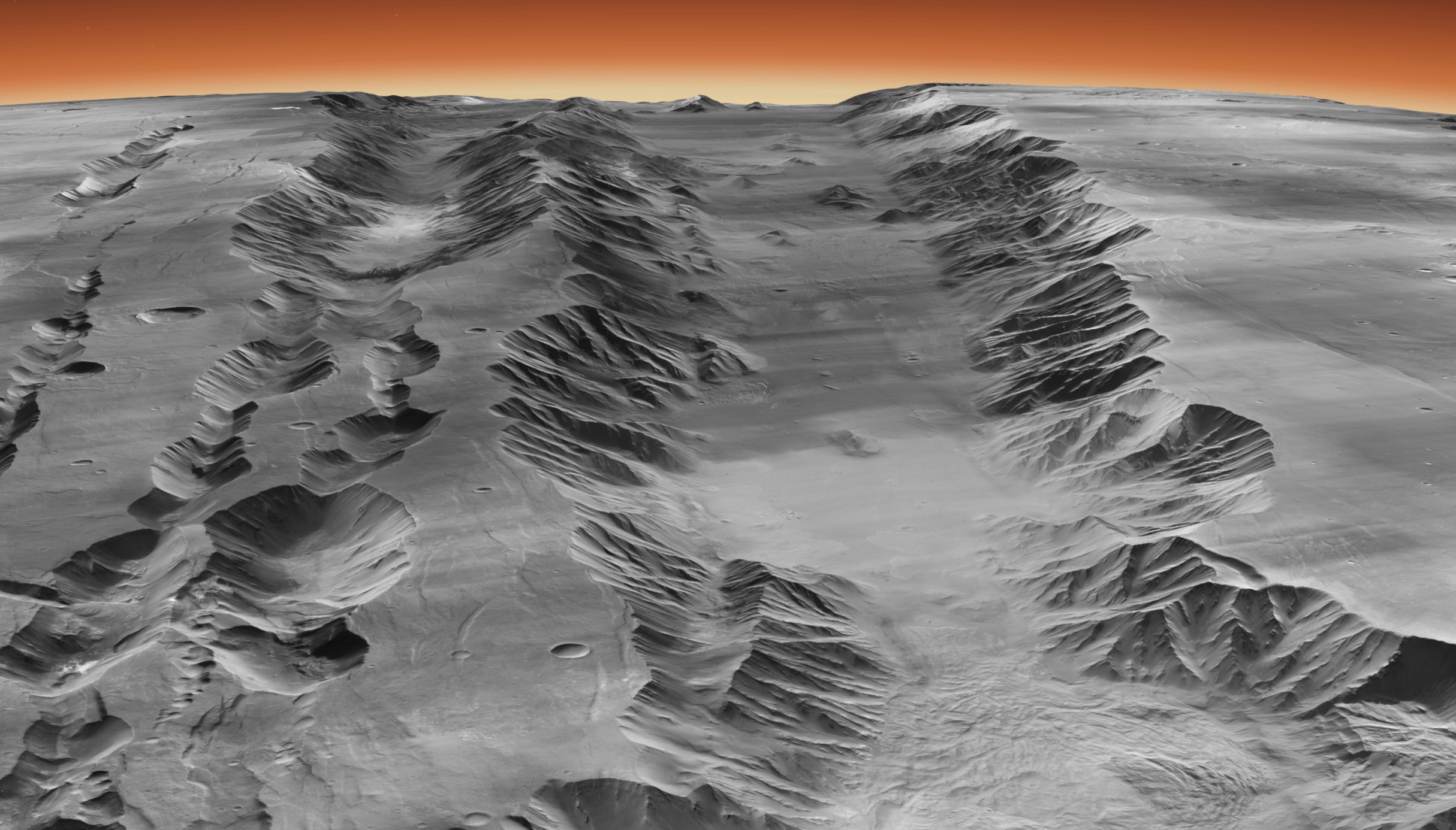 Долина Маринера на Марсе в трехмерном представлении