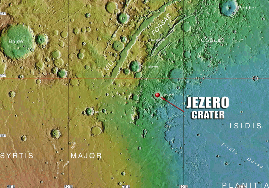 Положення кратера Єзеро