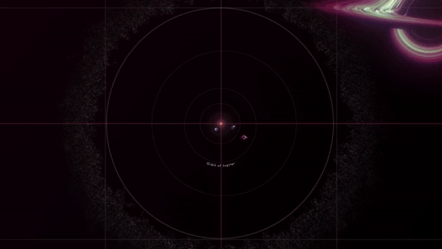 Анімація порівняння розміру чорних дір від NASA