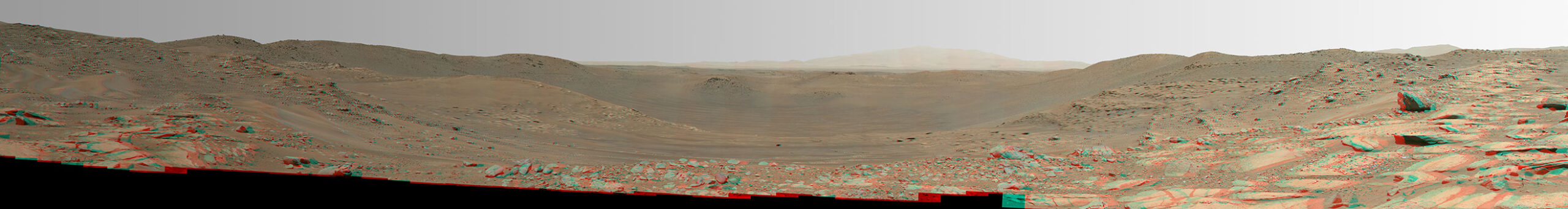 Анаглиф панорамы кратера Бельва