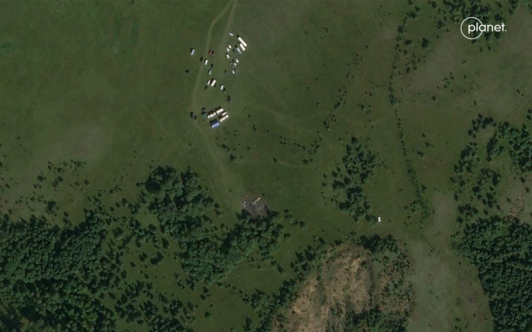 Wreckage of the downed plane with the leader of the Wagner Group, Prigozhin, is noticed from space