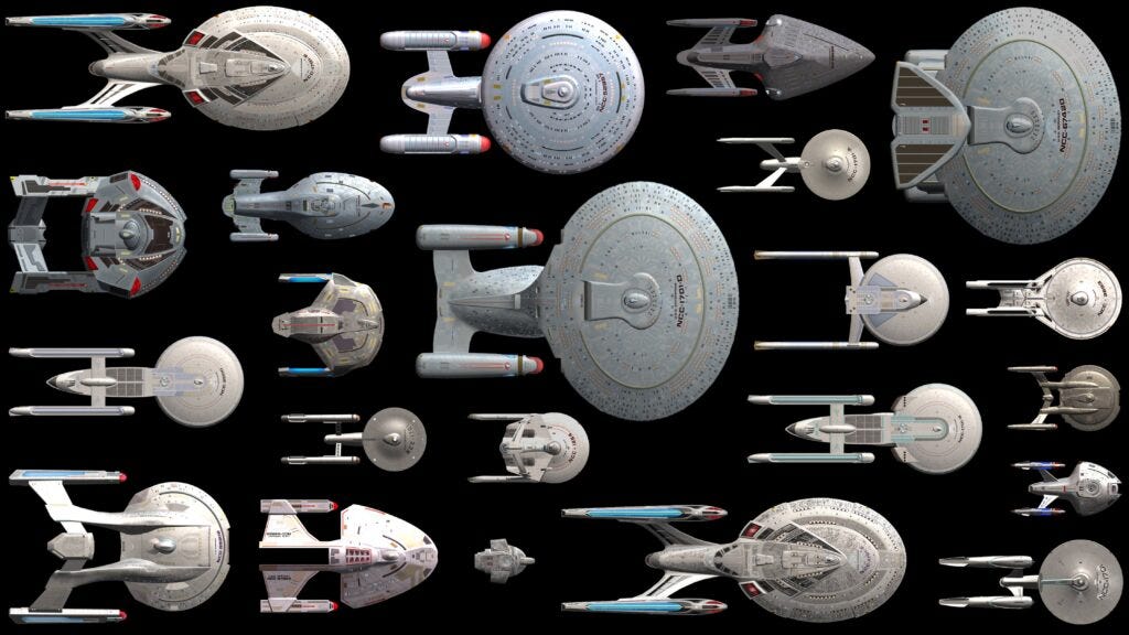 Космические корабли из разных сериалов Star Trek