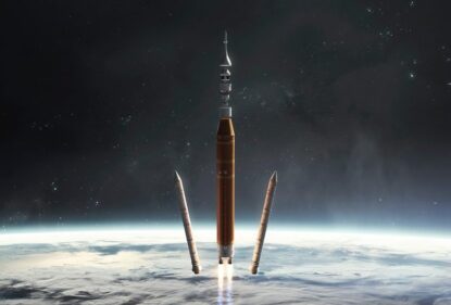 Ілюстрація польоту ракети NASA SLS місії Artemis III