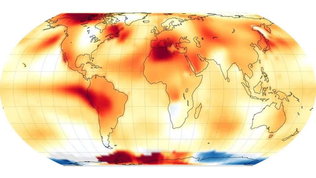 Глобальная карта температур в июле
