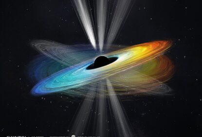 Black hole in a neighboring galaxy spins like a swirl