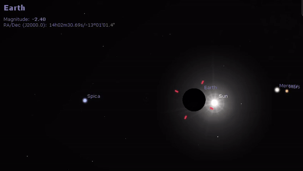 Визуализация взгляда на Землю с Луны во время затмения 28 октября 2023 года