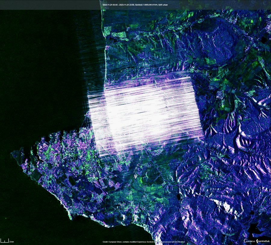 Спутниковое изображение от 24 ноября, на котором видны препятствия
