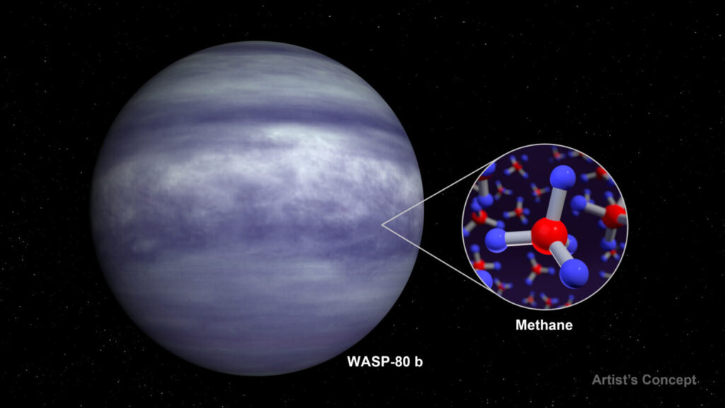 На экзопланете WASP-80 b нашли метан