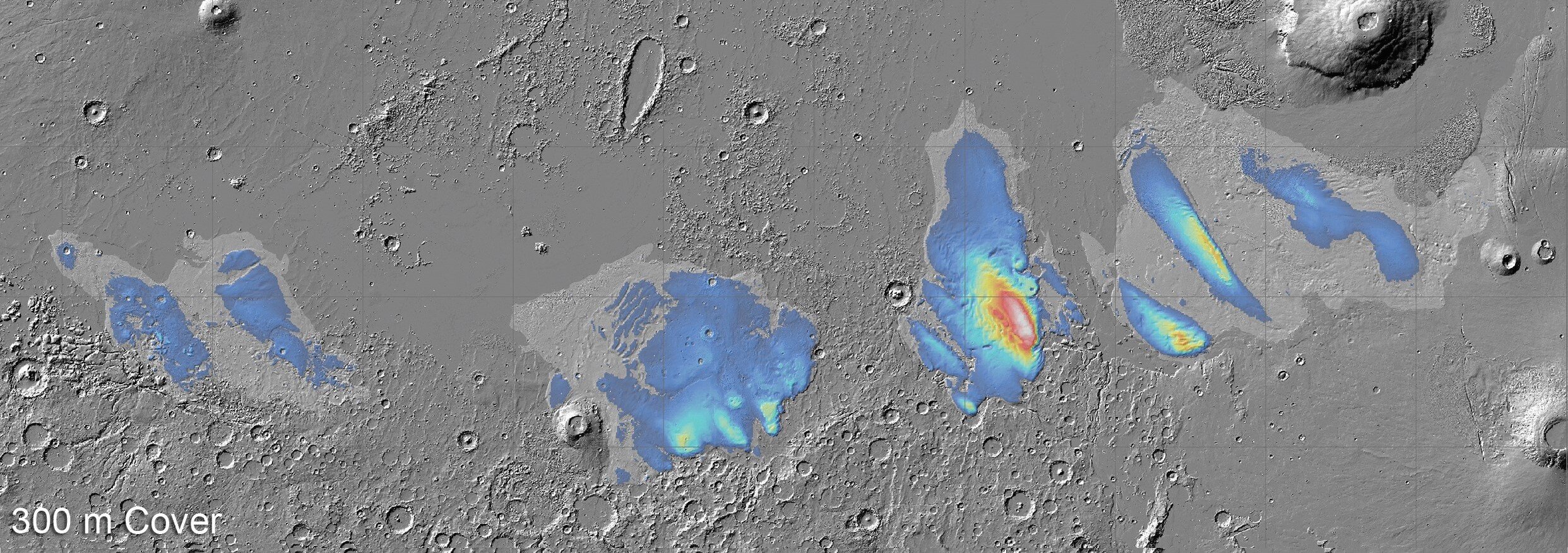 Large deposits of water ice are found under the Medusae Fossae Formation on Mars