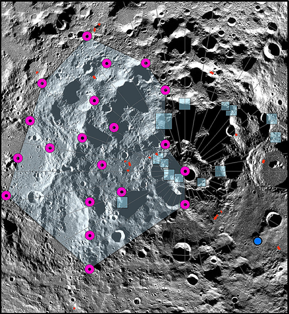 Епіцентри тектонічних подій поблизу від південного полюсу Місяця