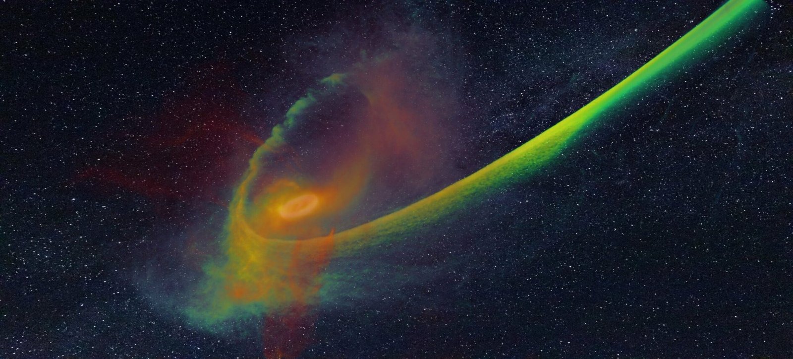 Ілюстрація моделювання розриву зірки на частини чорною дірою
