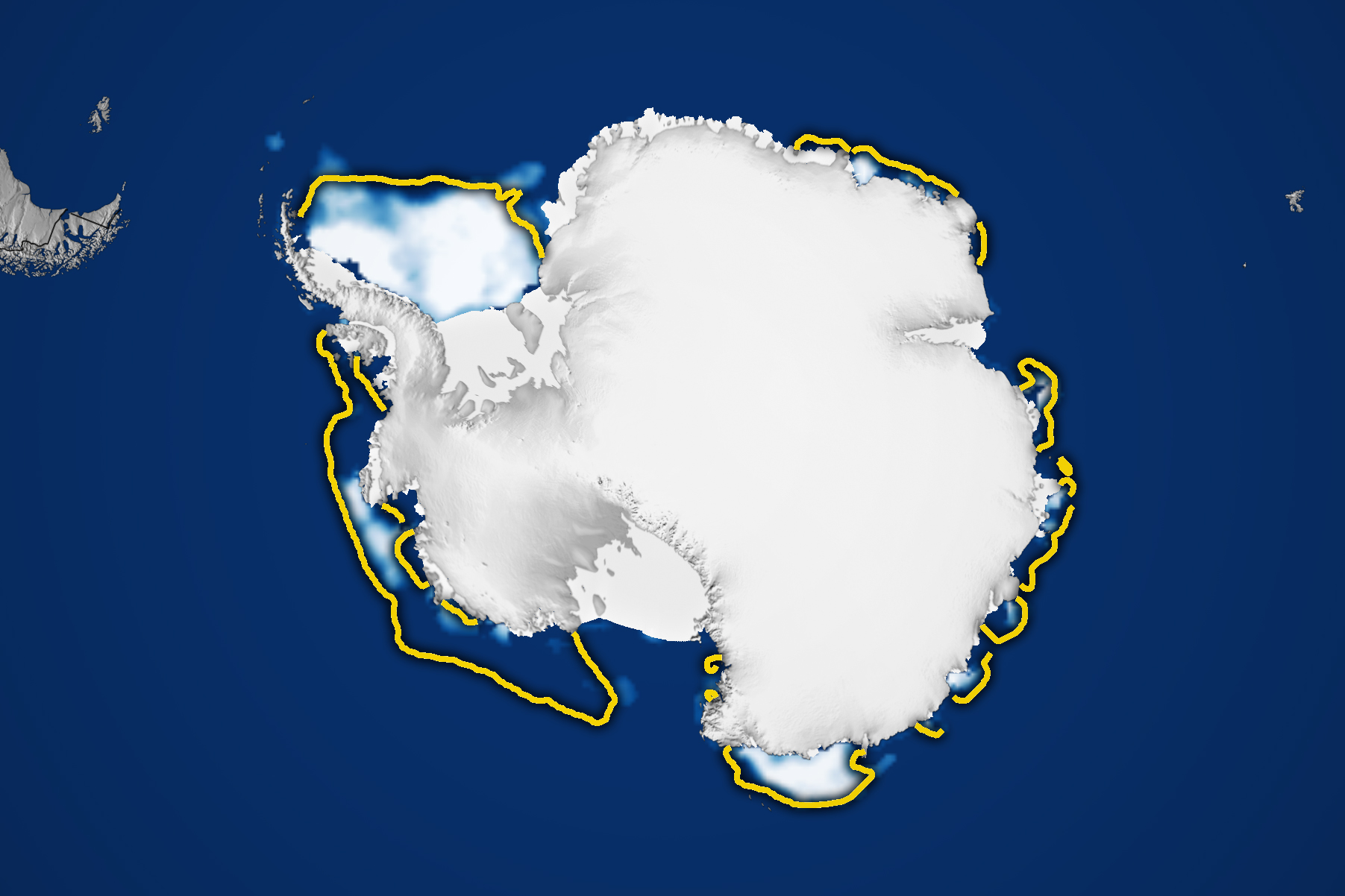 The area of Antarctic sea ice is close to the historical minimum