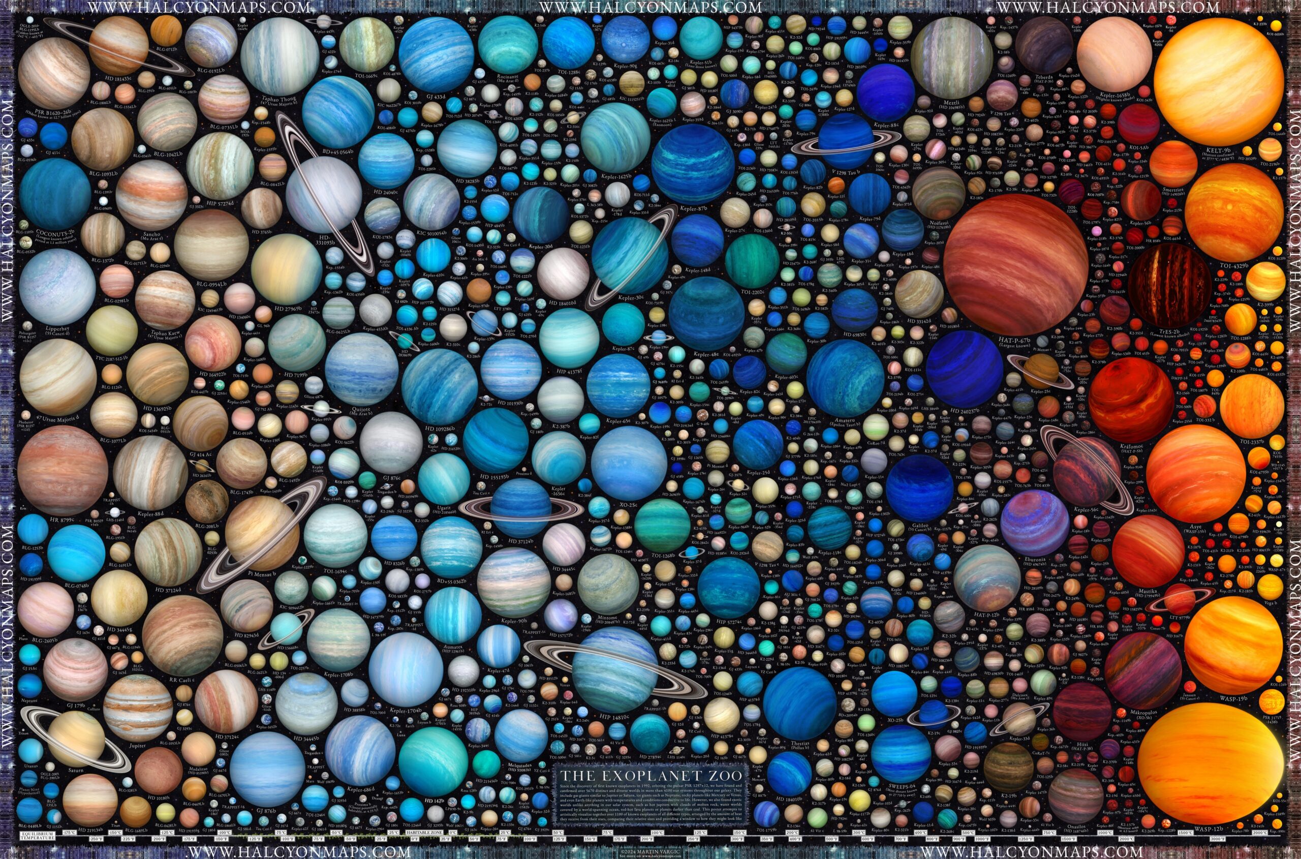 An amateur astronomer spent half a year creating surprisingly detailed infographics of 1600 exoplanets