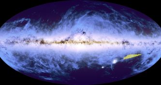 Огляд усього неба з розташуванням мозаїки Euclid на карті Чумацького Шляху