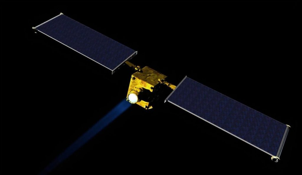 Художня ілюстрація апарата місії DART. Авторство: NASA / JHU APL