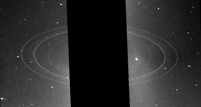 Пара знімків кілець Нептуна, отримана Voyager-2