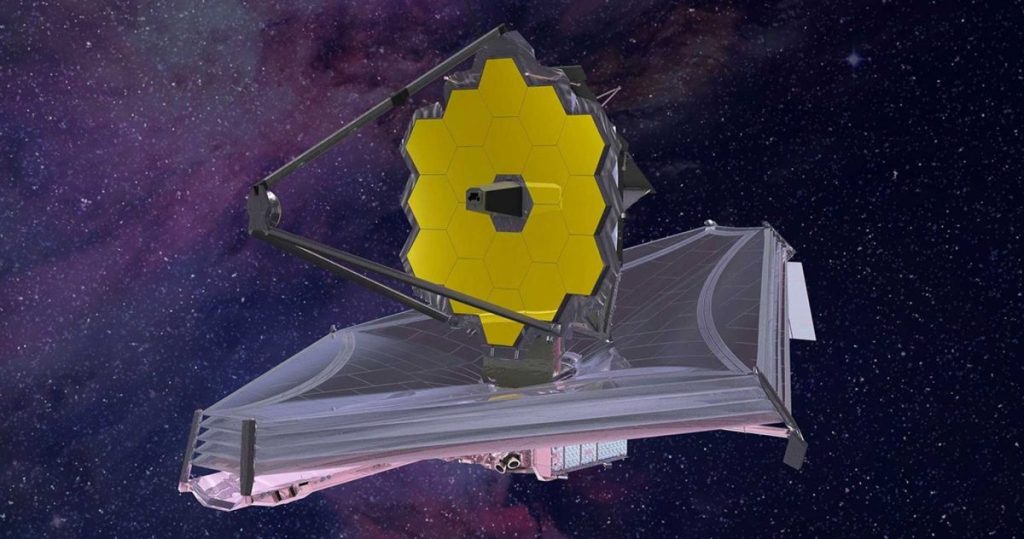 Ілюстрація холодної сторони космічного телескопа Джеймса Вебба з дзеркалами та науковими інструментами