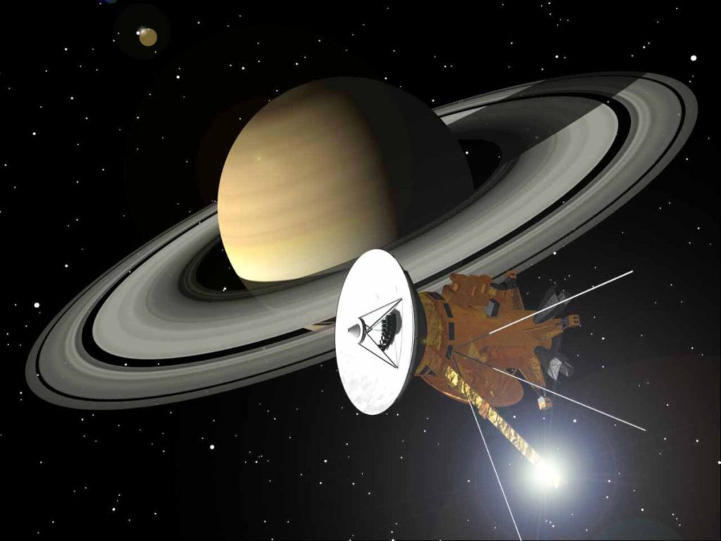 Художня ілюстрація апарата Cassini біля Сатурна