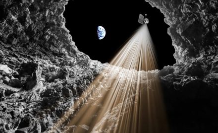 Орбітальний апарат Lunar Reconnaissance Orbiter над лавовим тунелем на Місяці
